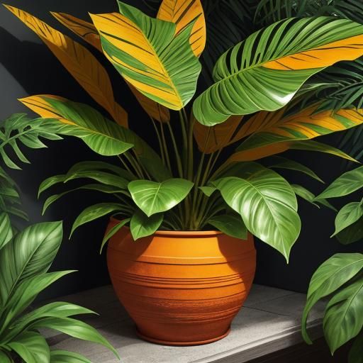 Sunny Star Croton Plant in Terracotta Pot