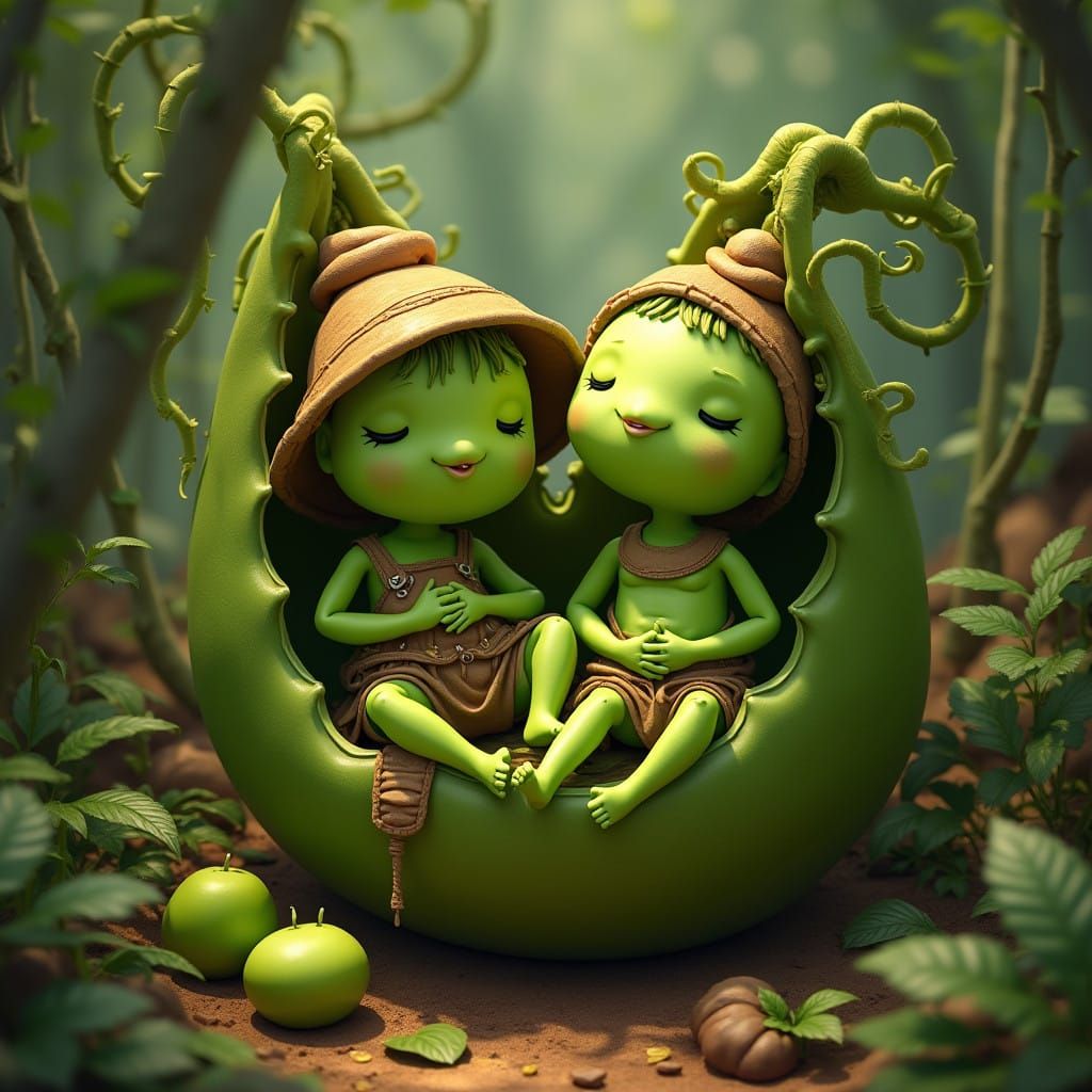 Hip Peas in a Lush Pod, Golden Forest Floor