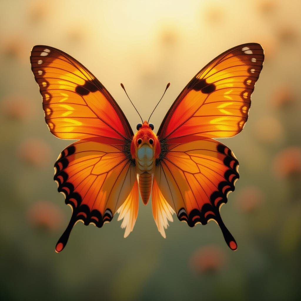 Goldfish with Butterfly Wings in Cinematic Style