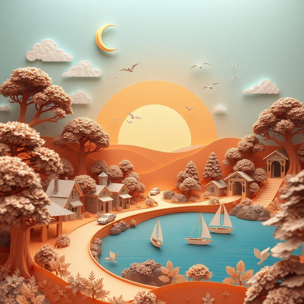 Detailed Paper Art Scene in Unreal Engine 5