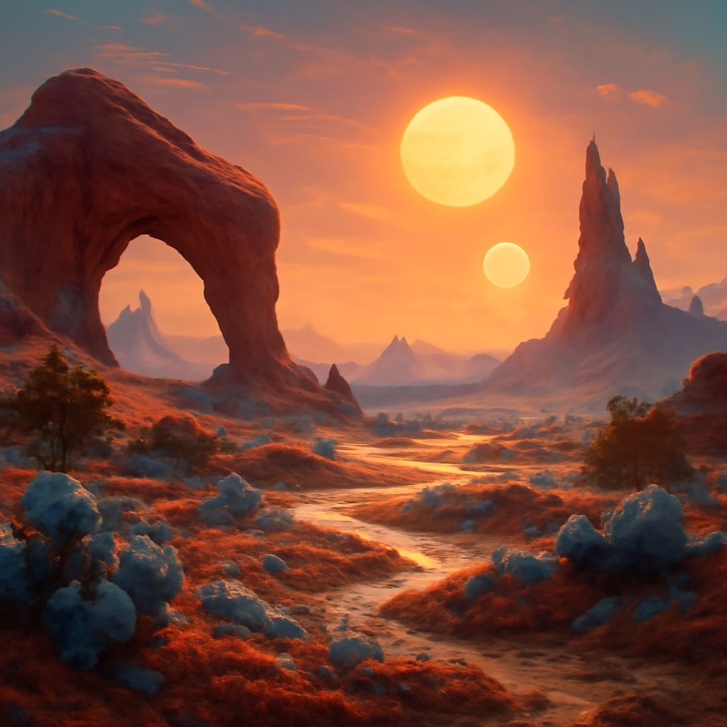 Idyllic Alien World with Twin Suns