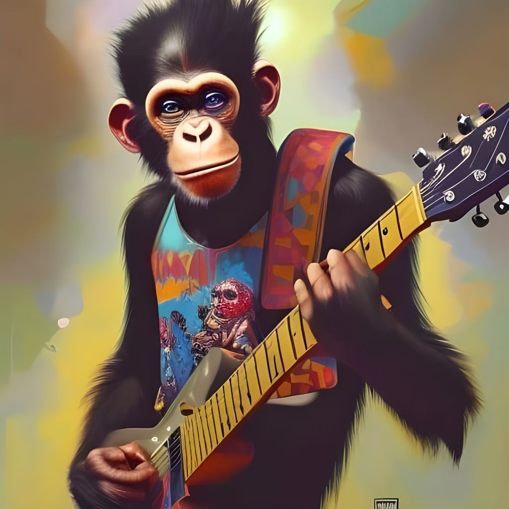 Psychedelic Chimp Plays Guitar in Borderlands Style