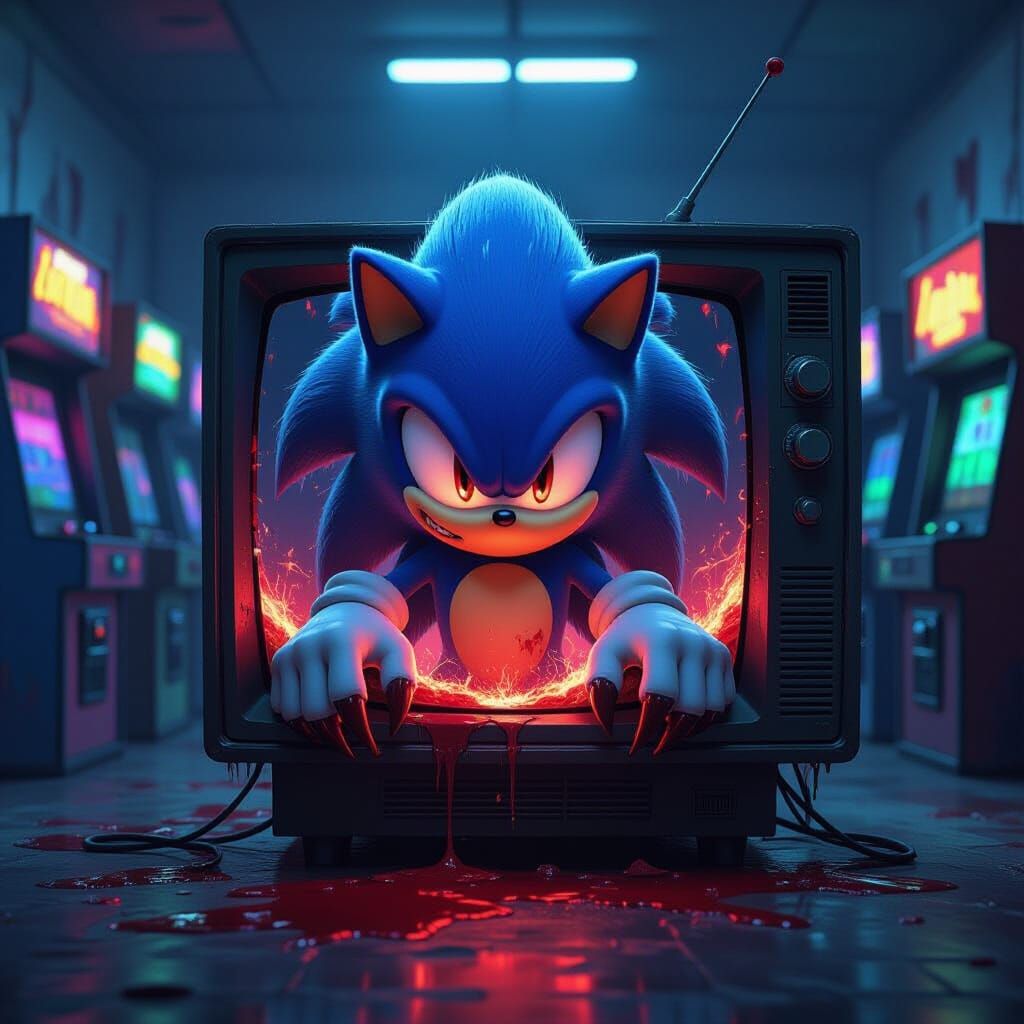 Terrifying Sonic.exe Emerges From Glitching TV