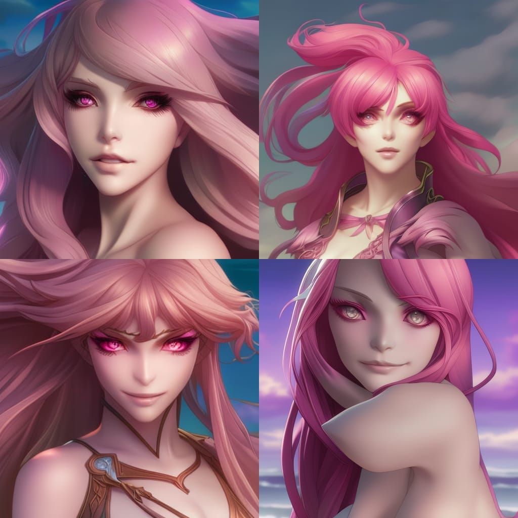 Transwomen Portrait on Beach in Hyperdetailed Digital Art