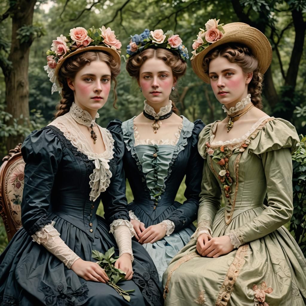 Elegant Victorian Women in Historical Portrait