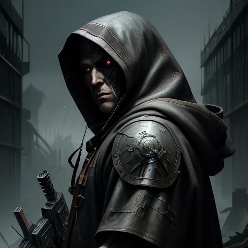 Apocalyptic Robot Archer in Dark Fantasy Style