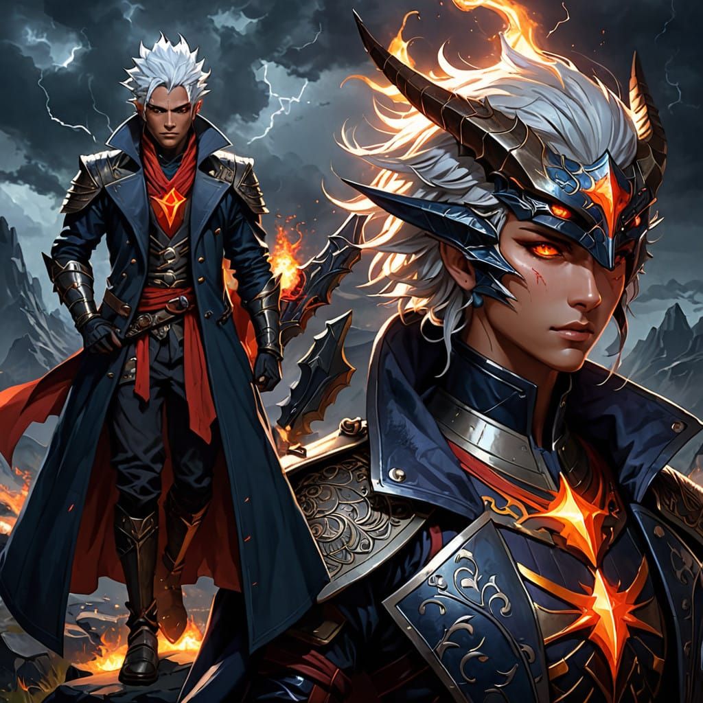 Dark Fantasy Dragonoid Warrior in Cyberpunk Aesthetic