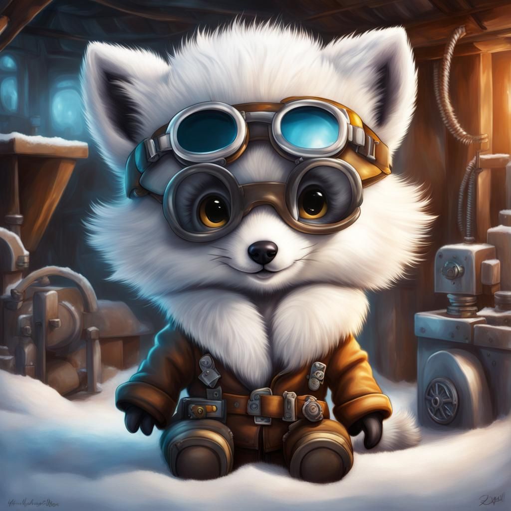 Arctic Fox Inventor in Steampunk Style