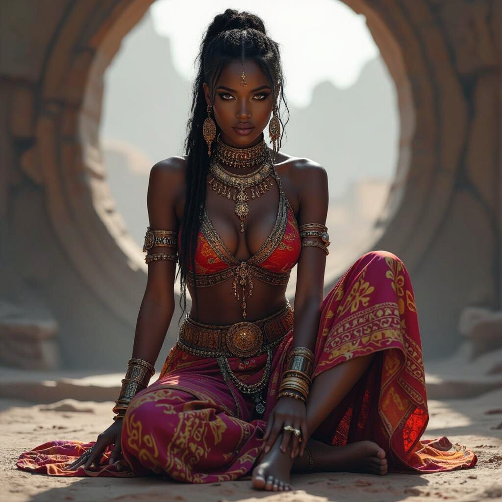 African Queen of Sheba Portrait with Cinematic Lighting