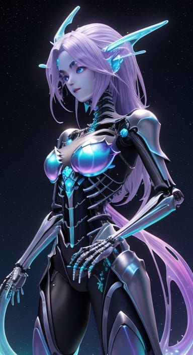 Dragon Girl in Radiant Iridescent Colors