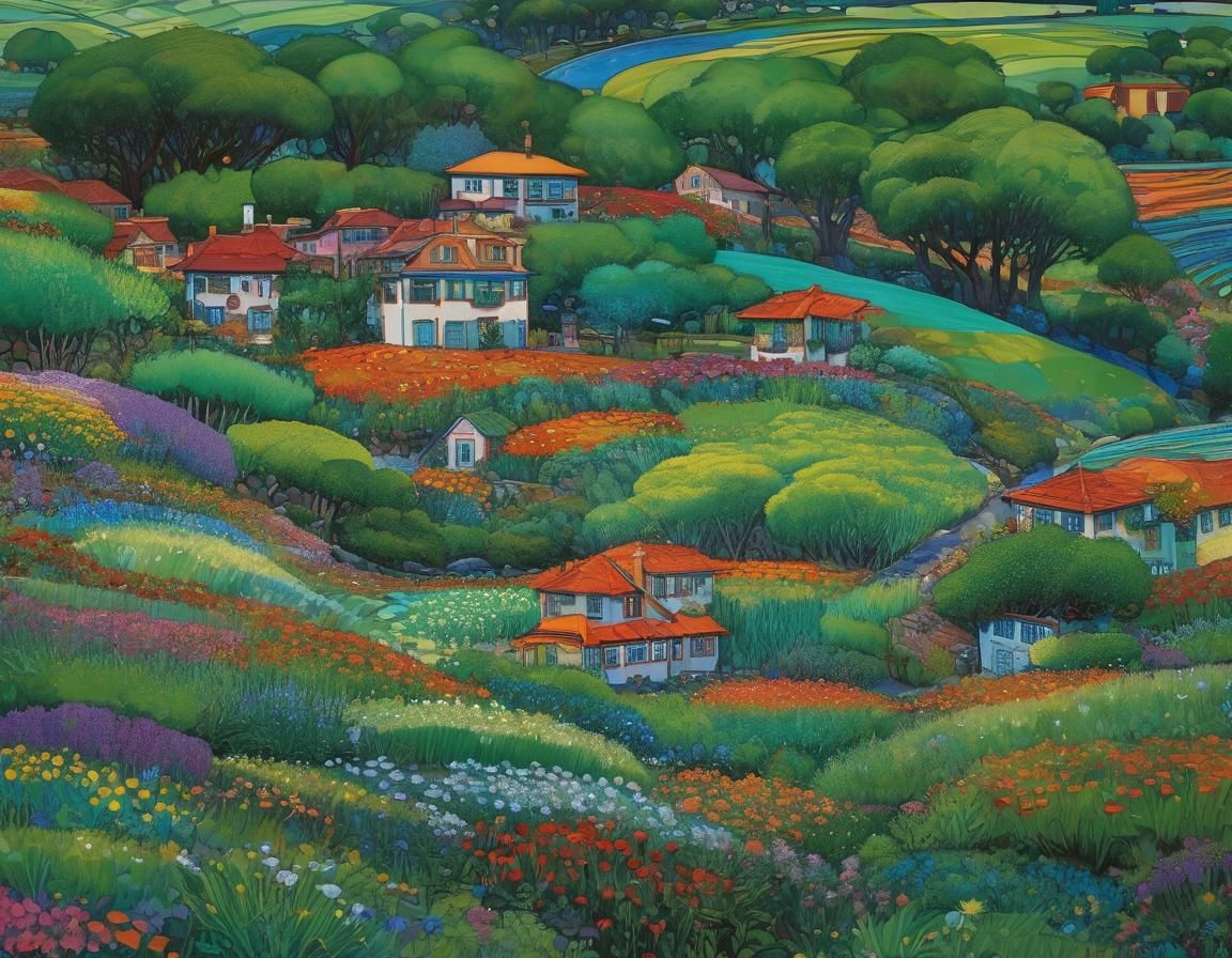 Intricate Landscape Painting with Entangled Details