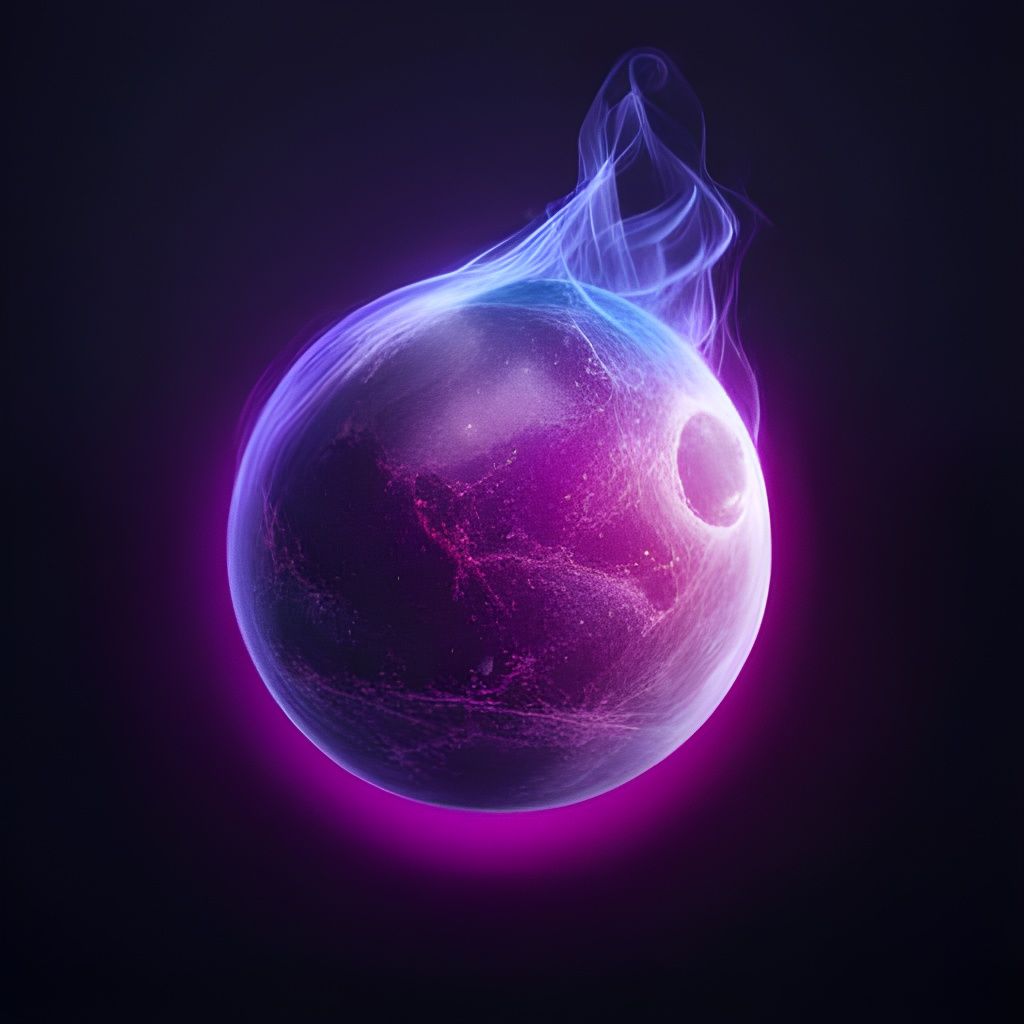 Glowing Purple Glass Moon with Cosmic Energy