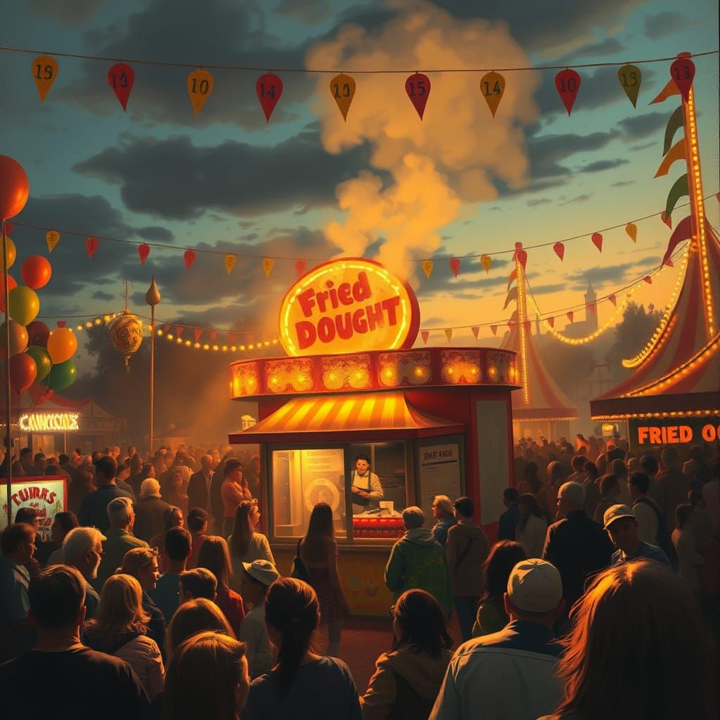 Carnival at Dusk: Golden Fried Dough Booth