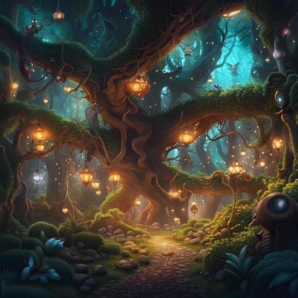 Magical Creature in Enchanted Forest: Fantasy Concept Art