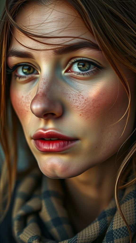Highly Realistic Portrait of a Woman in Soft Focus