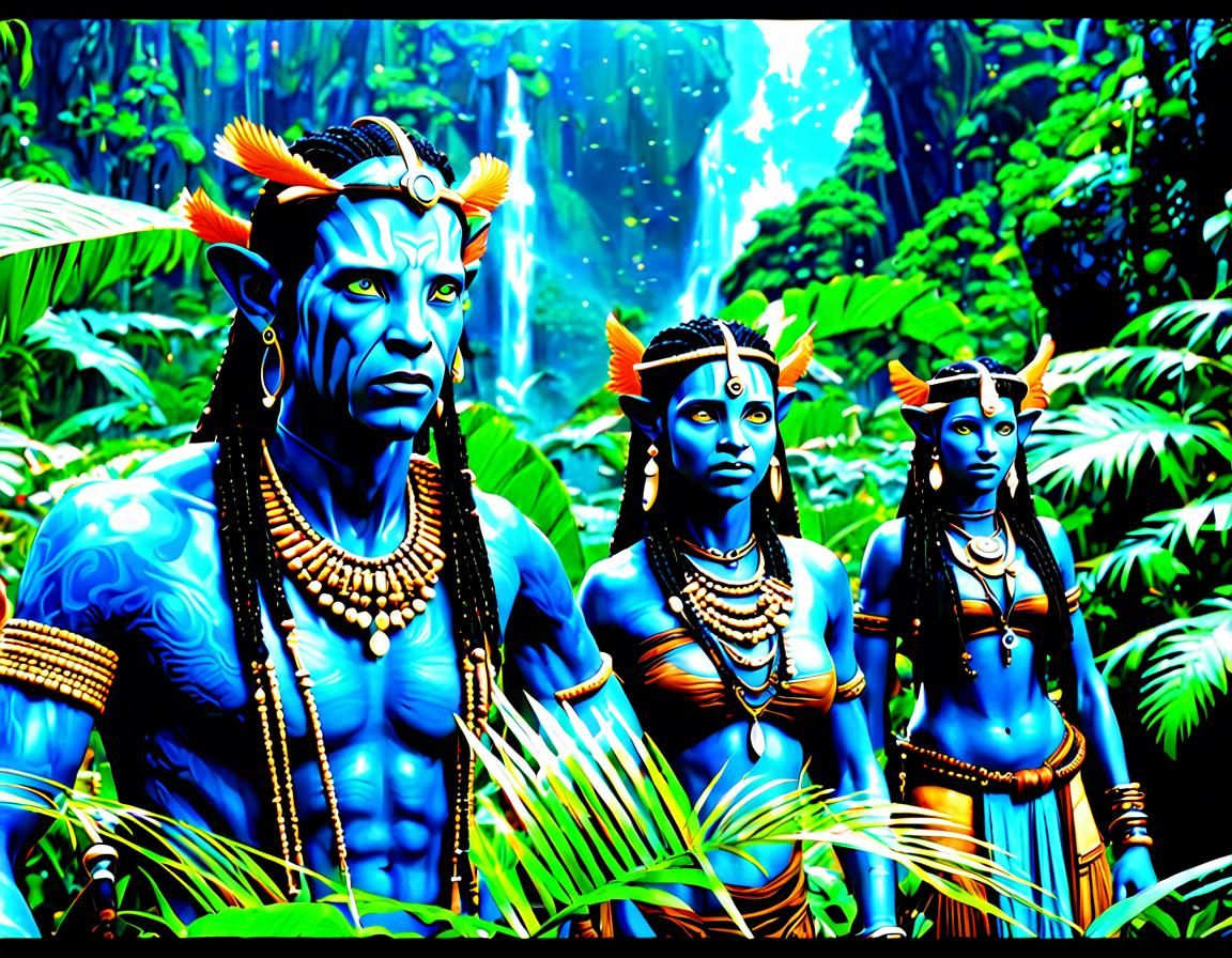 Avatar Na'vi Tribe on Pandora: Hyperrealistic Render