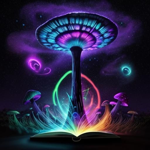 Psychedelic Galaxy Sunset with Magic Mushrooms