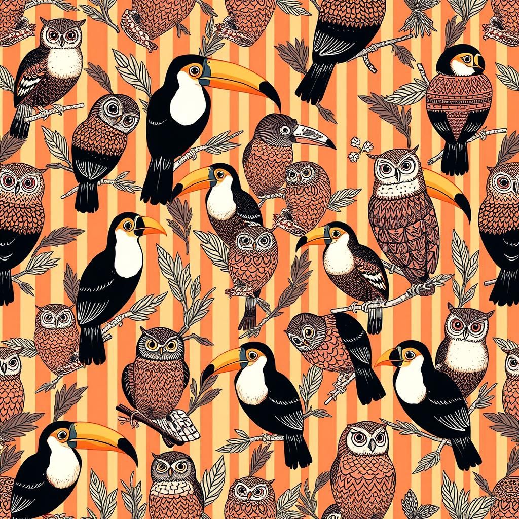 Toucans and Owls Zentangle Pattern