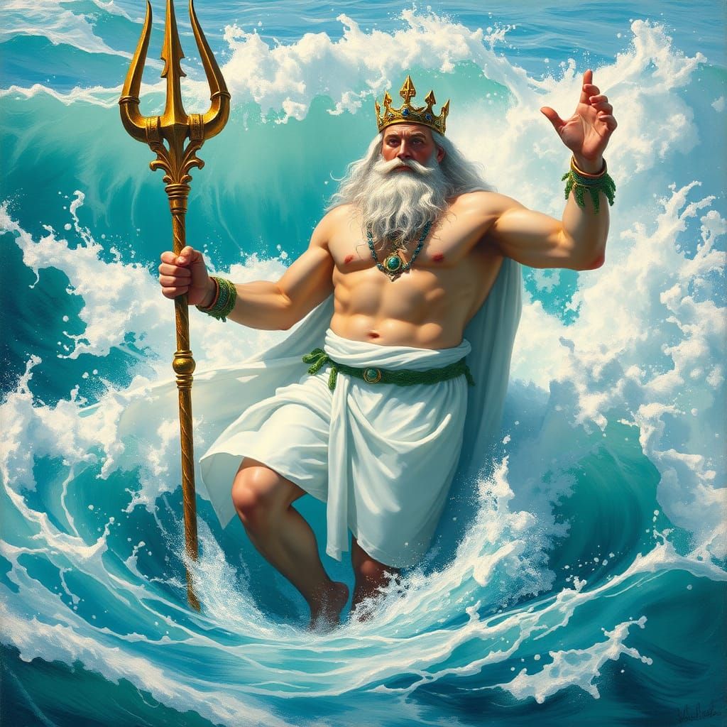 Neptune Emerges: A Romantic Pre-Raphaelite Vision