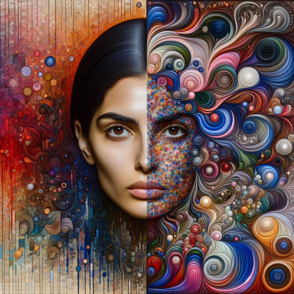 Portrait Divided: Realistic Face and Abstract Emotions