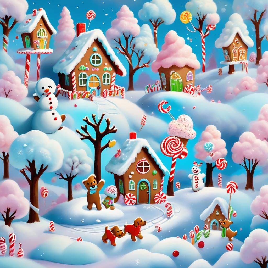 Puppies Frolicking in a Candy Dreamscape