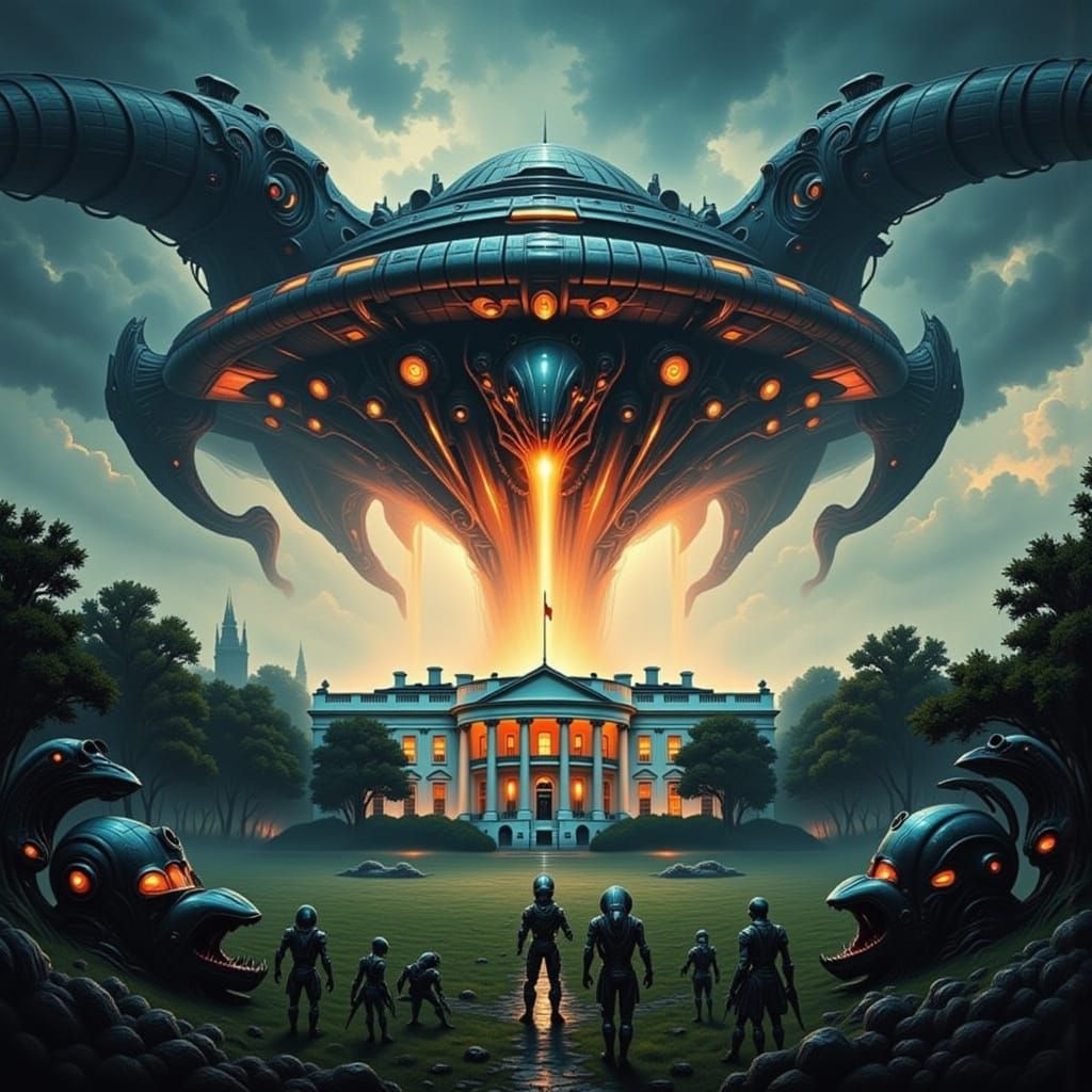 Alien Spaceship Lands on White House Lawn