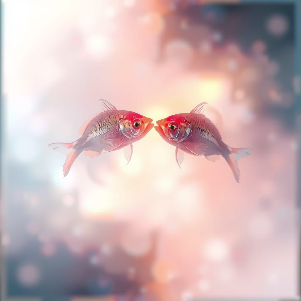 Semi-Transparent Glass Forms the Pisces Symbol in a Cosmic S...