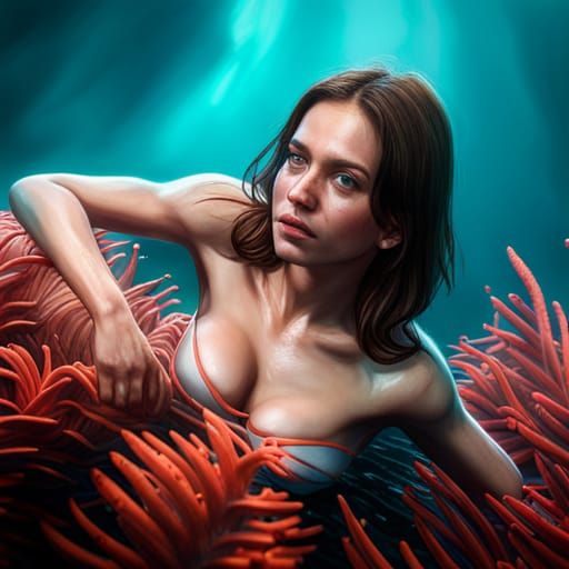 Underwater Woman in Hyperrealistic Detail