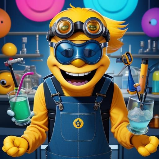 Stylized 3D Cartoon Character with Goggles and Overalls