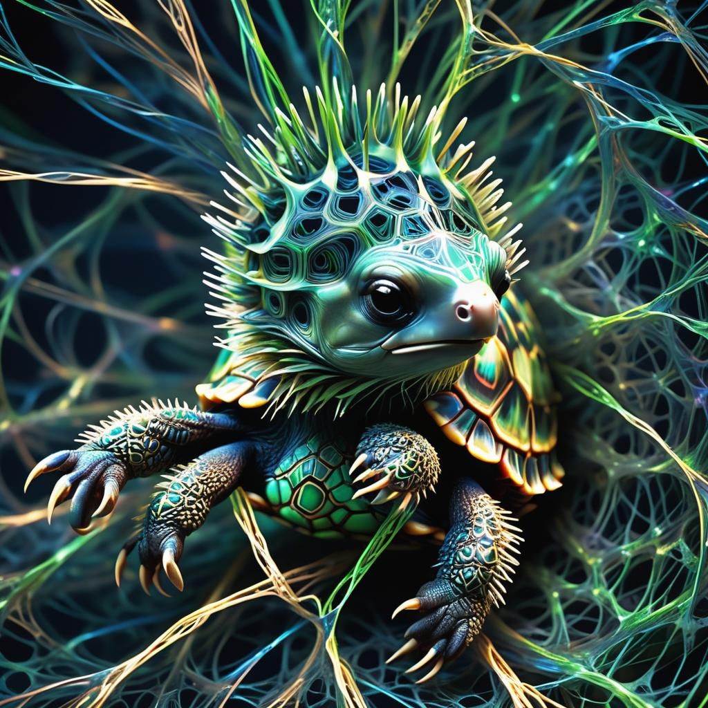 Exquisite Iridescent Turtle-Porcupine Hybrid in Cosmic Lands...