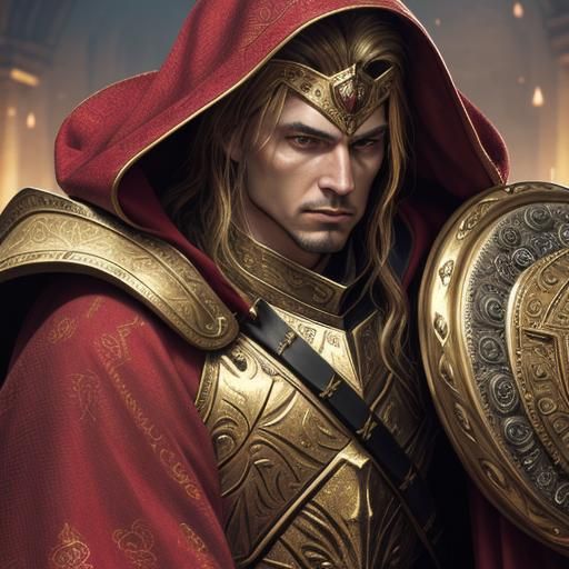 Knight in Shining Armor Portrait with Mace