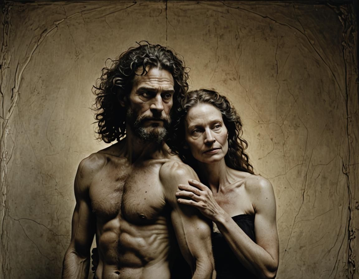 Adam and Eve in Studio, Rembrandt Lighting