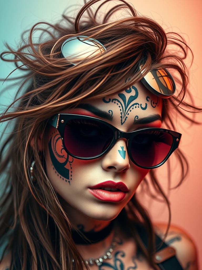 Cyberpunk Beauty in Vibrant Retro Style