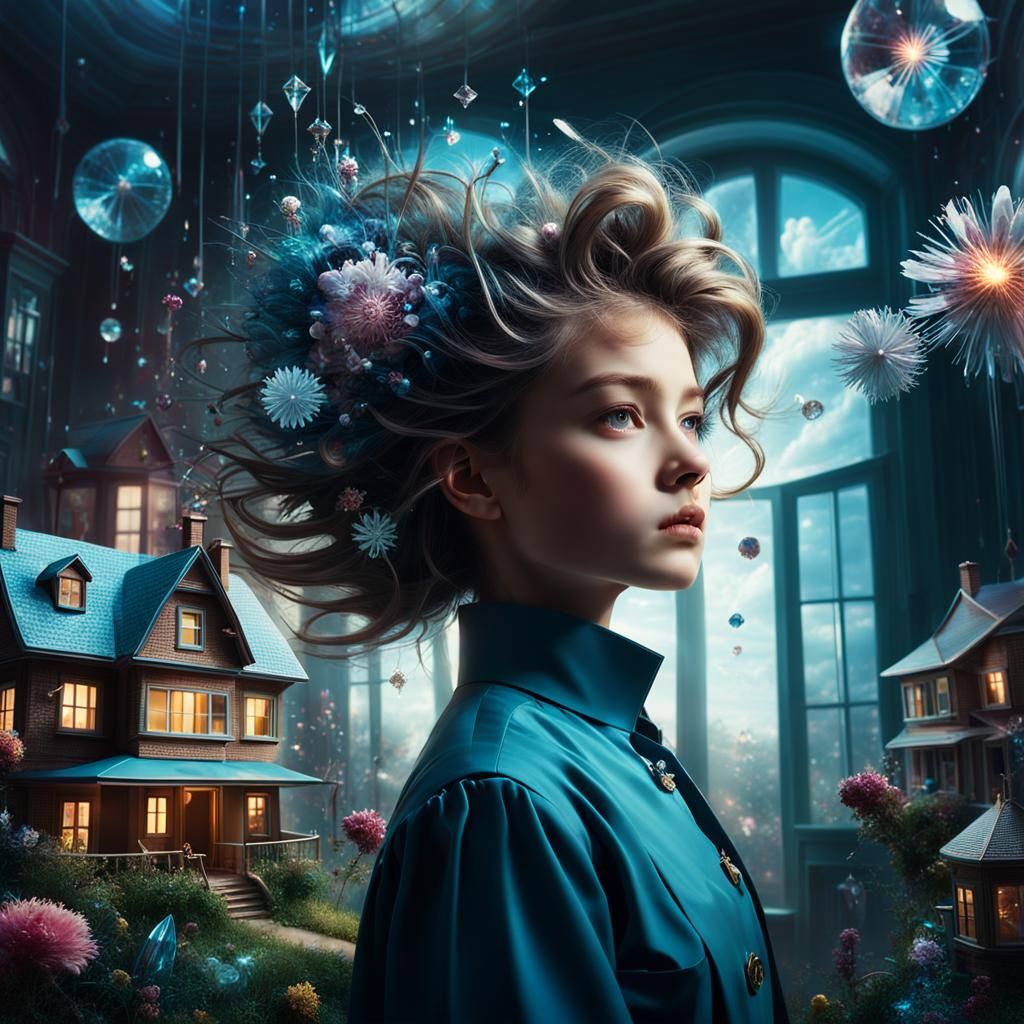 Surreal Multiexposure Woman's Dream in Concept Art Style