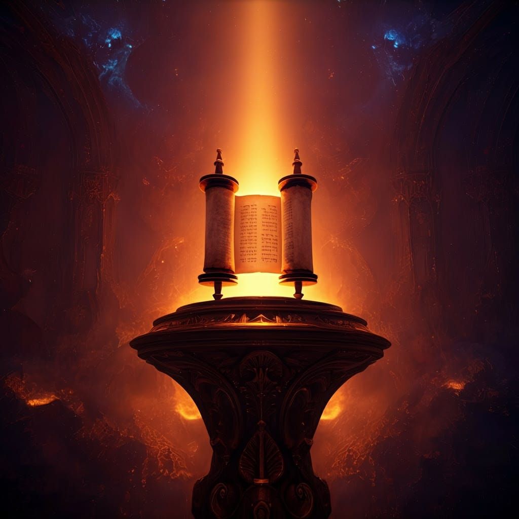 Torah Scroll Illuminates Mystical Baroque Dreamscape