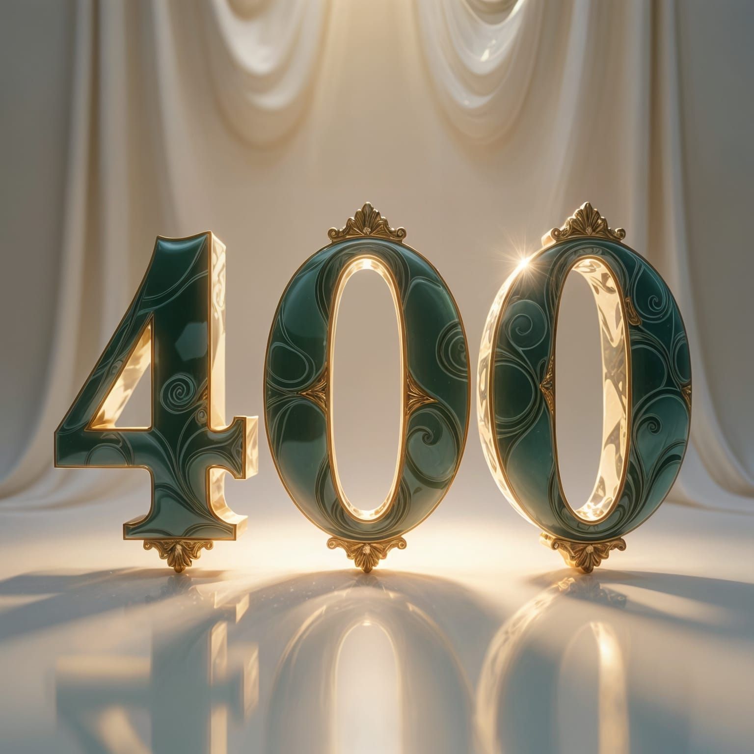 Ornate 3D Number 400 in Ethereal Light