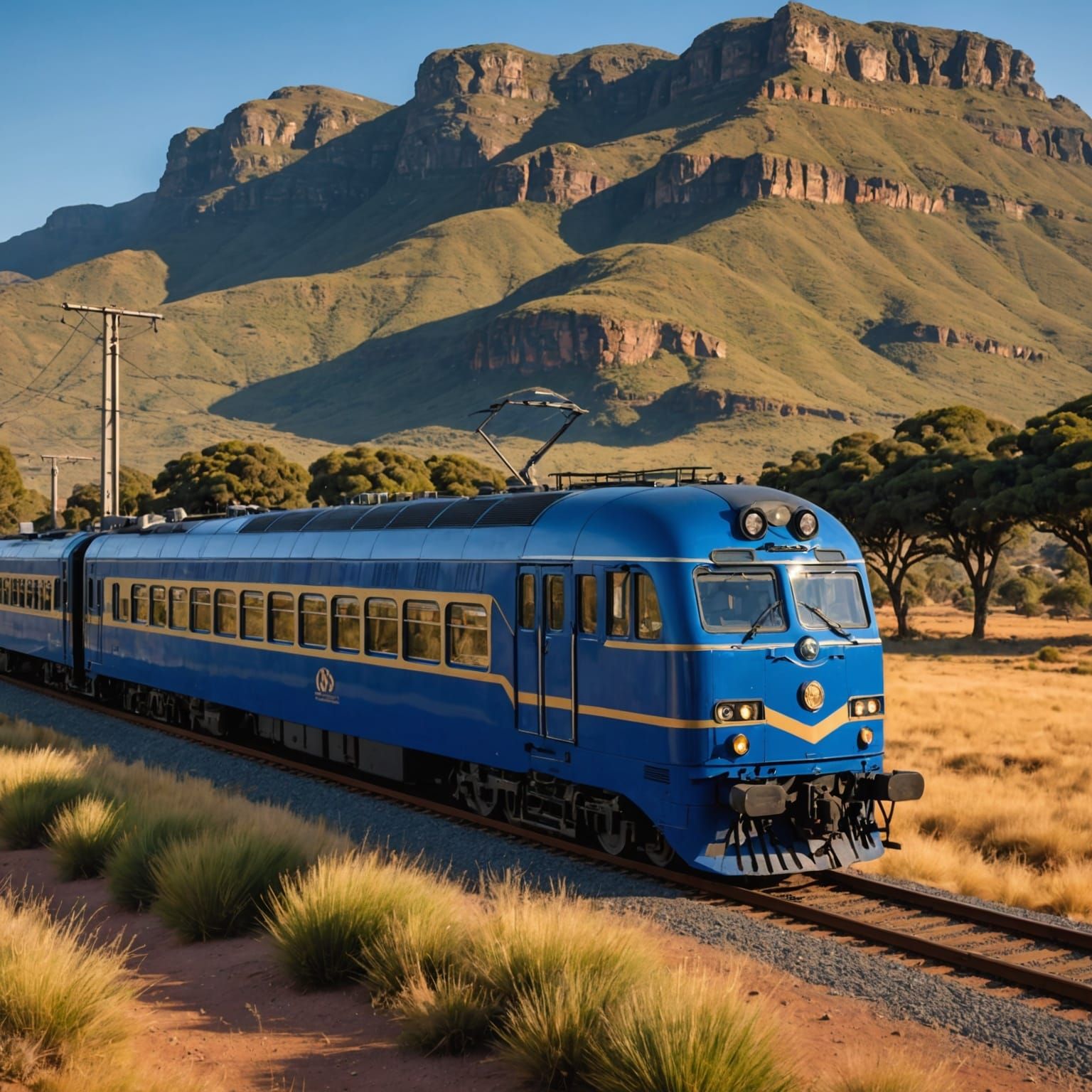 South African legendary Blue Train with Class 5E1 series ele...