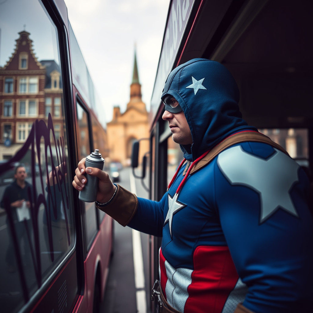 Captain America Graffiti Art in Amsterdam: Hyperrealistic Ph...