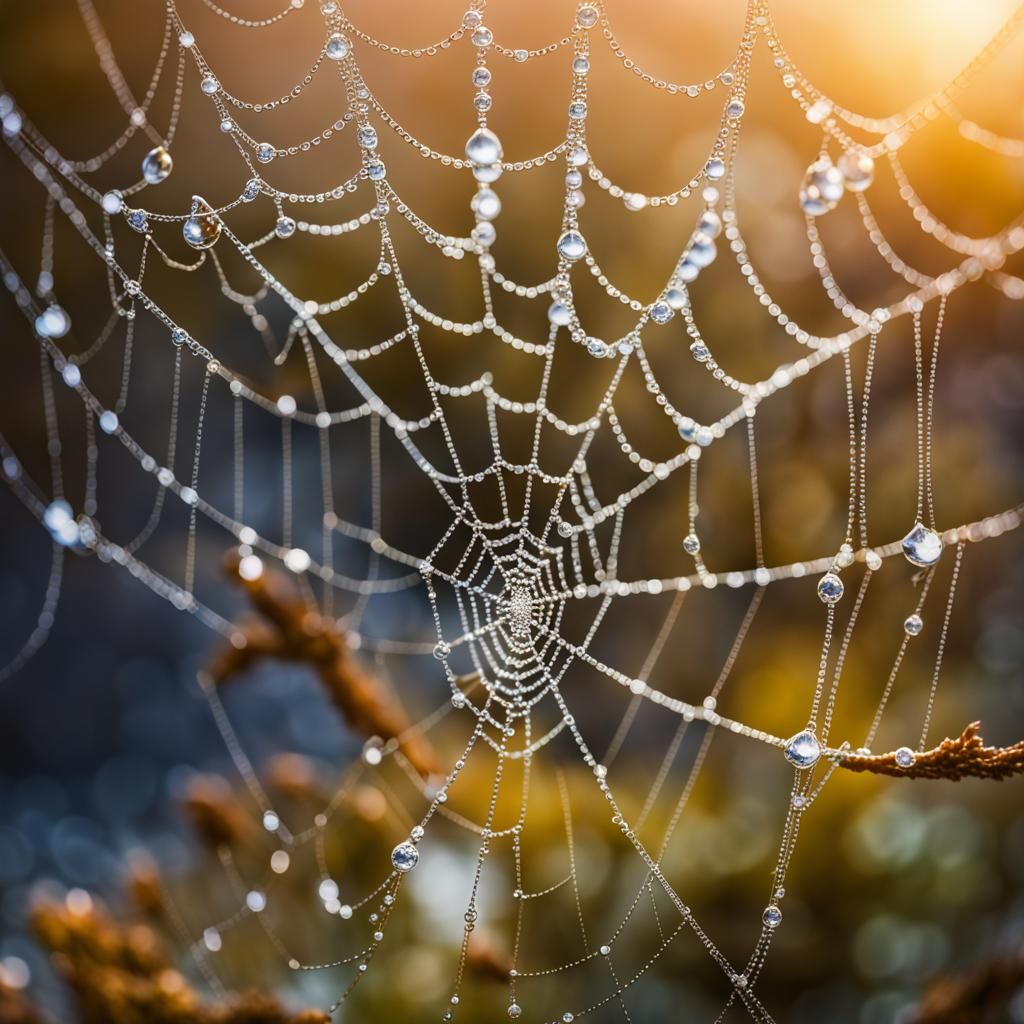 Art Deco Spiderweb Sculpture with Diamond Dew