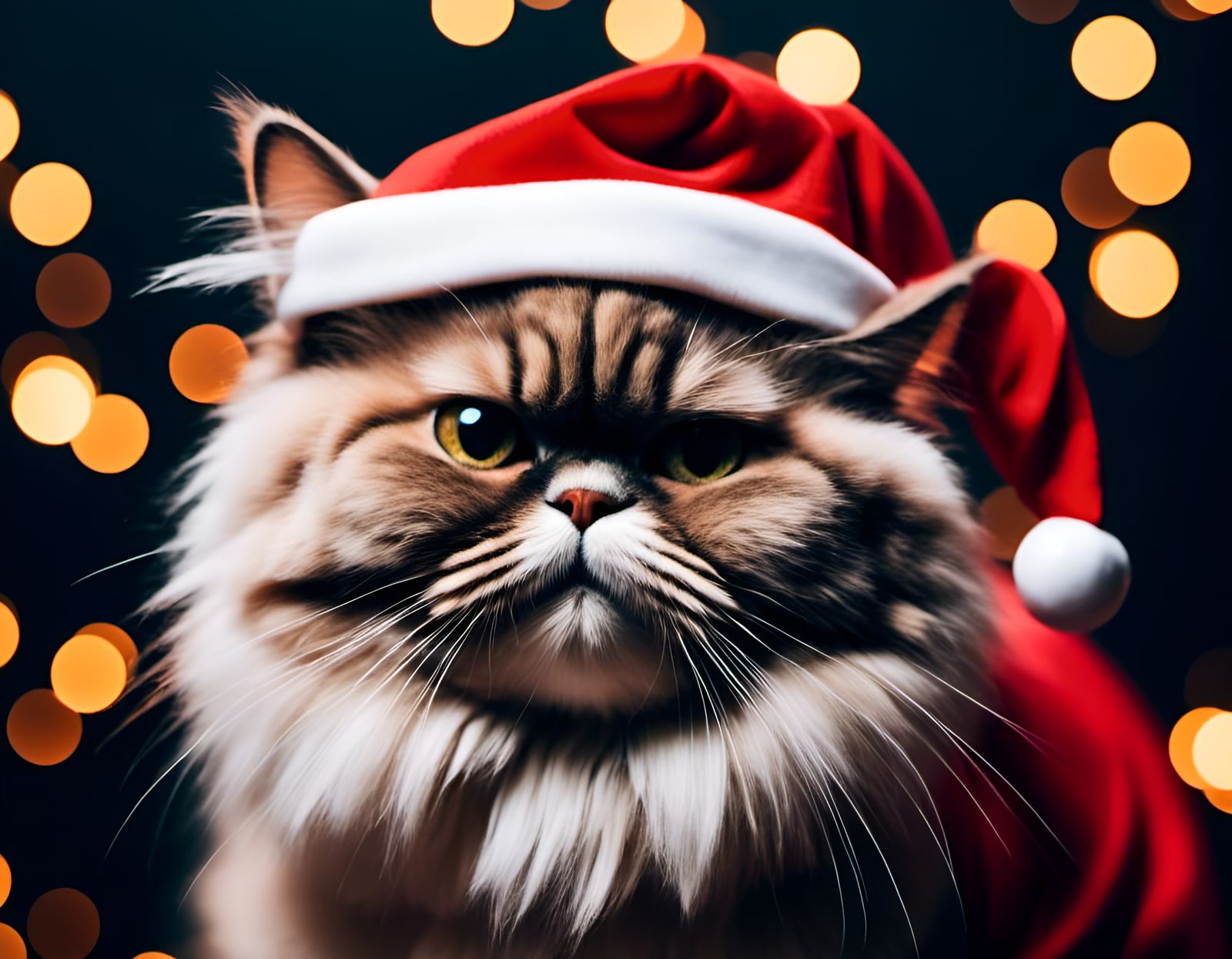 Persian Cat Dressed as Santa Claus in Graffiti Style