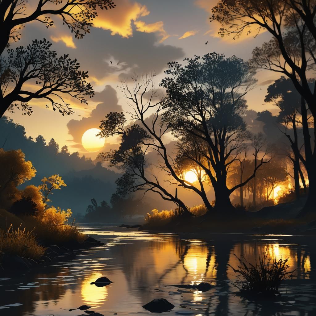 Sunset Silhouette Art of Nature