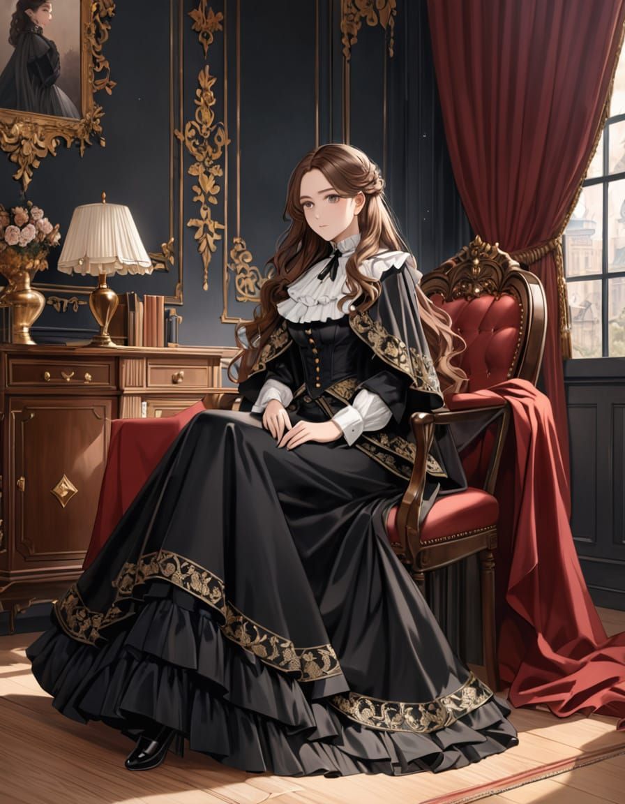Elegant Victorian Lady in Regal Attire