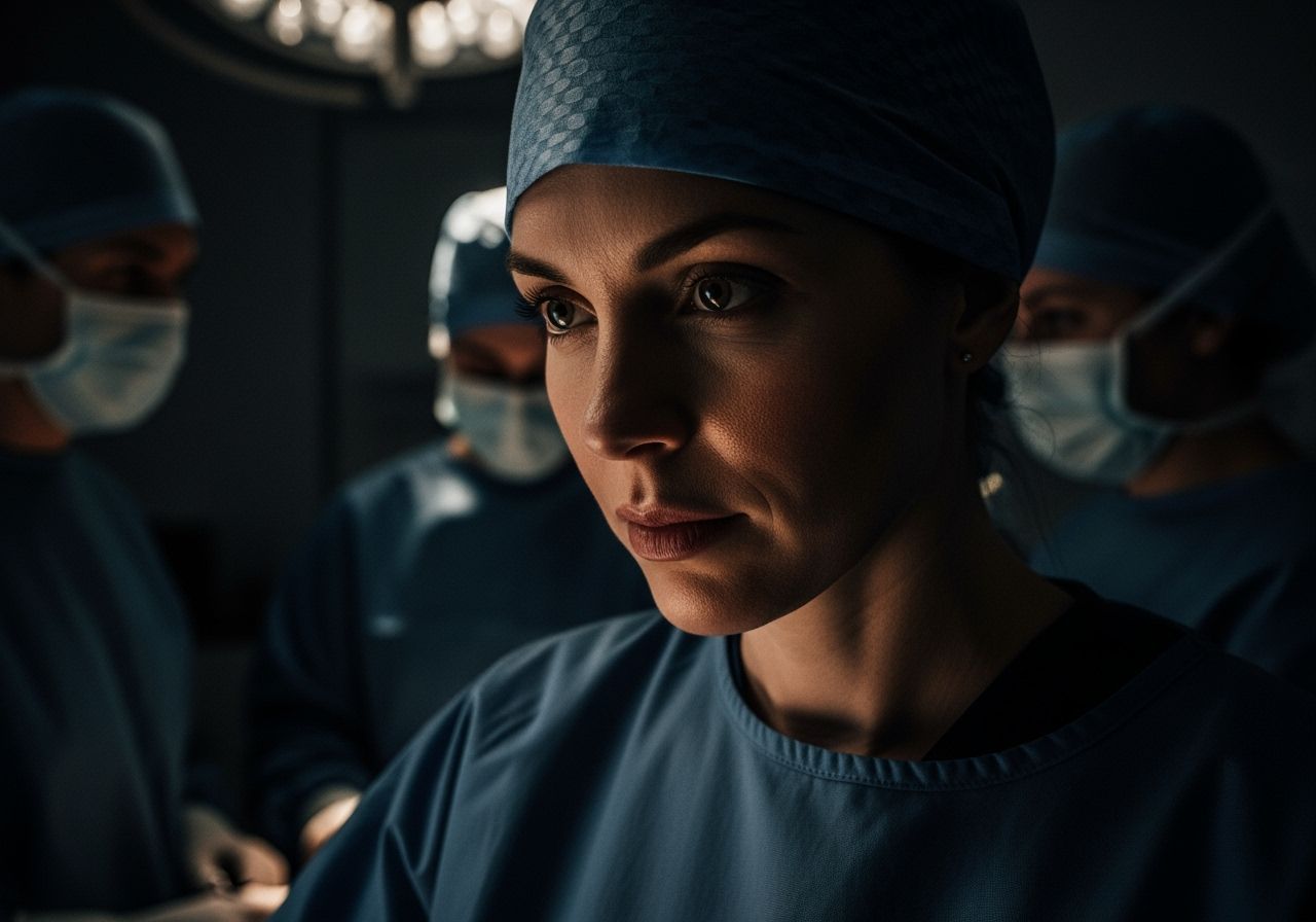 Intense Portrait of a Surgeon in Film Noir Style