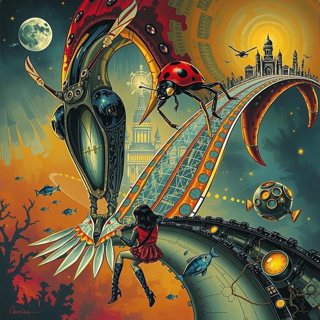 Ladybug Explorer in Glowing Underwater City