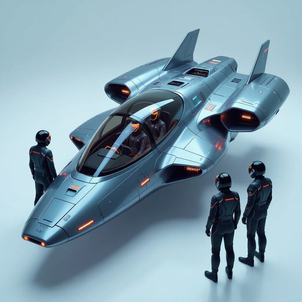 Futuristic Metallic Starship Design in Sci-Fi Style