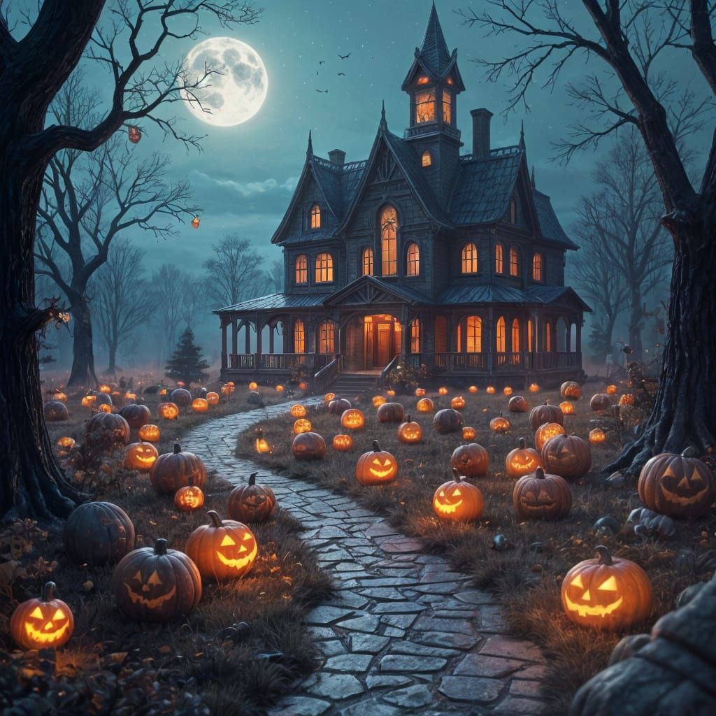 Halloween Candy Path in Detailed Matte Painting