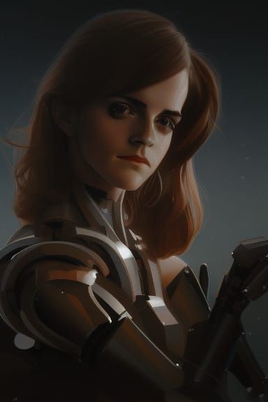 Emma Watson as 80s Robot Girl Portrait