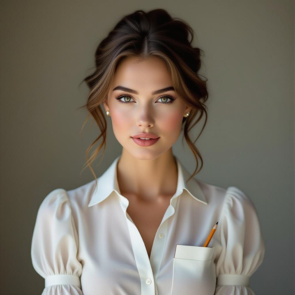 Elegant Woman Embodies Bookish Charm in Fashion Portrait