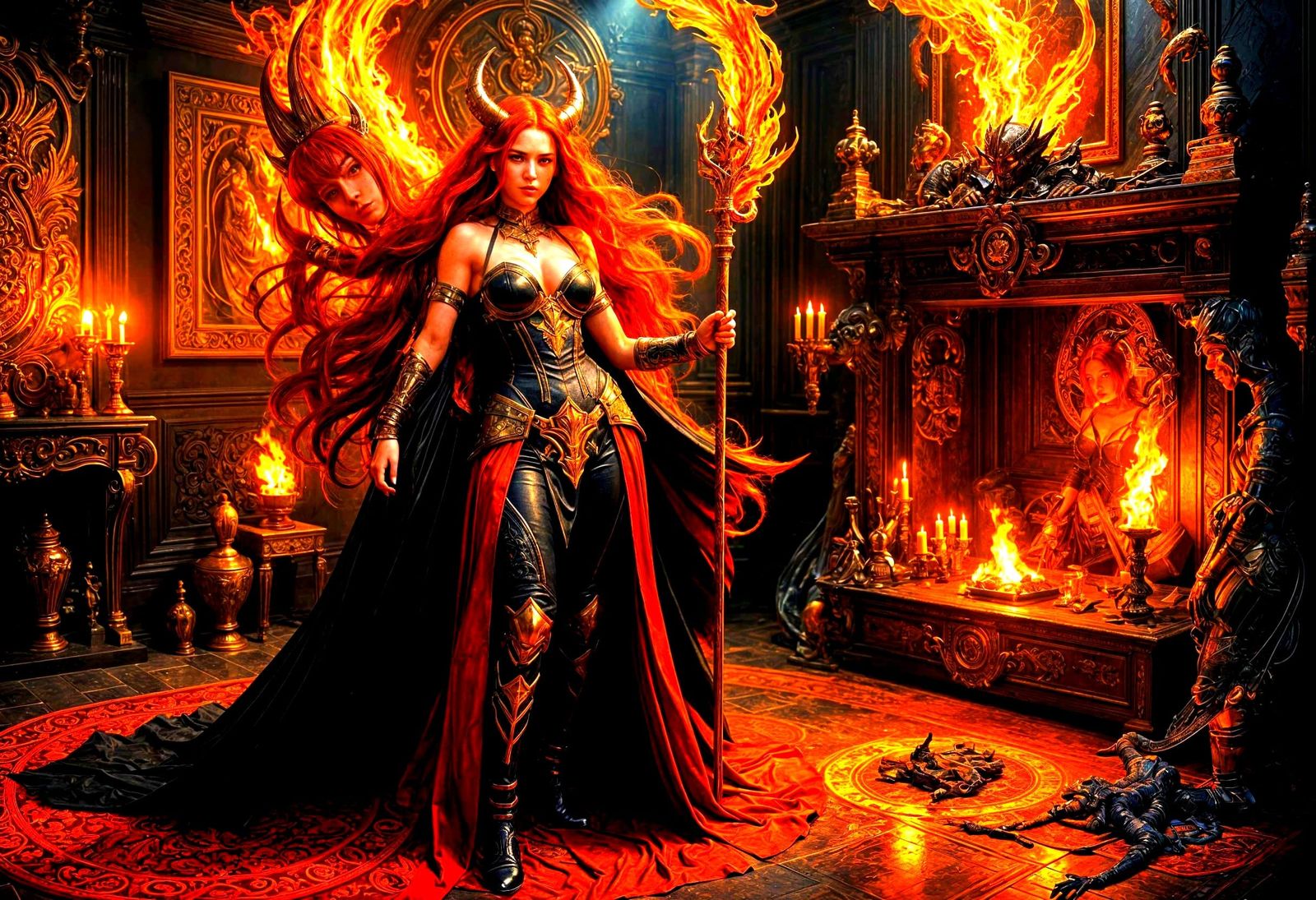 Surreal Goddess in Triadic Colors with Devil Horns