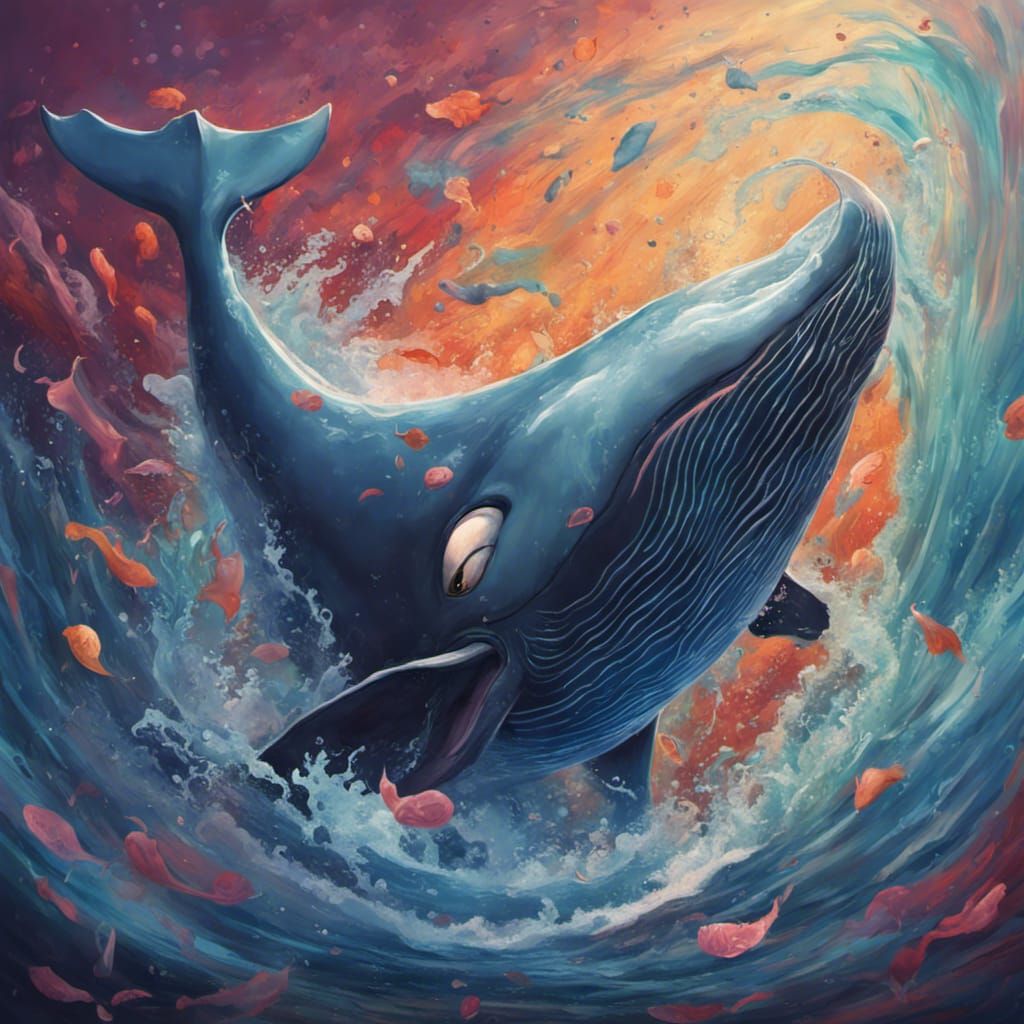 Hyperrealistic Whale-Cat Hybrid in Splash Art Style